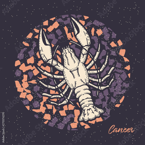 Zodiac sign Cancer. The symbol of the astrological horoscope. Hand-drawn illustration.