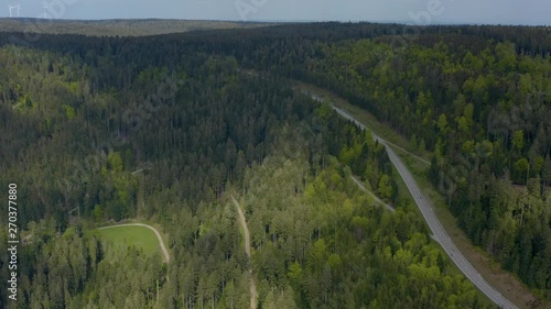 Aerial of a slow zoom in on a main road close to Huzenbach in the black forest Schwarzwald photo