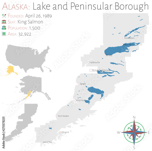 Large and detailed map of Lake and Peninsular Borough in Alaska, USA