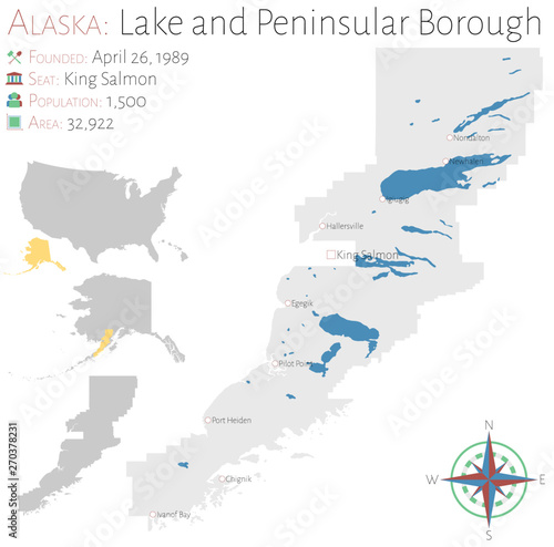 Large and detailed map of Lake and Peninsular Borough in Alaska, USA photo