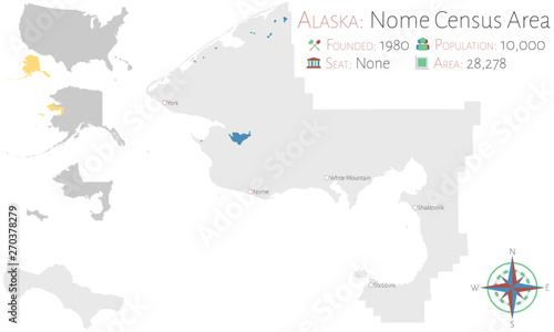 Large and detailed map of Nome Census Area in Alaska, USA
