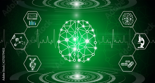 abstract background technology concept in green light,human body heal,technology modern medical science in future and global international medical with tests analysis clone DNA human