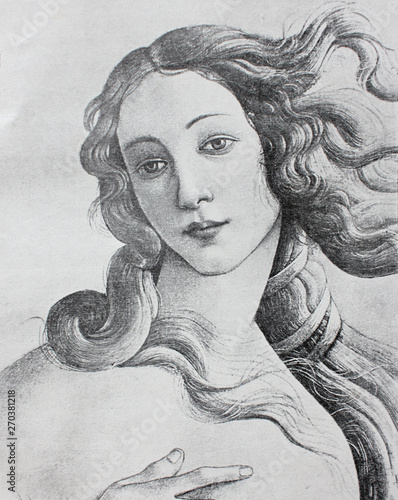 Obraz na płótnie Venus (detail) by Sandro Botticelli in the vintage book The Florence, the painting gallery, by E