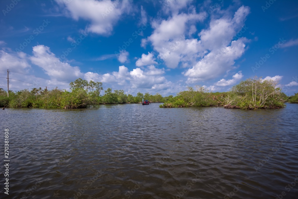 Canoe ride through backwater canals in Munroe Island Canoe ride through backwater canals in Munroe Island