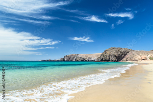 Papagayo  turquoise water beach in  Lanzarote  Canary Islands  Spain