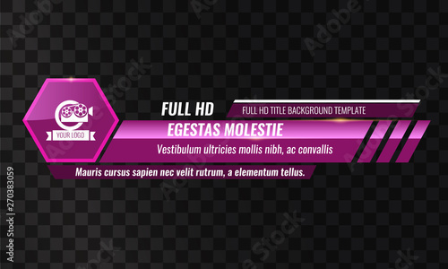 Unique Video headline title or lower third template. Vector illustration - Pink color