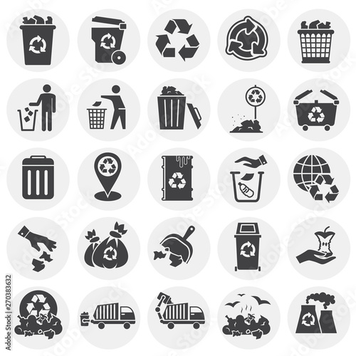 Garbage related icons set on background for graphic and web design. Simple illustration. Internet concept symbol for website button or mobile app.