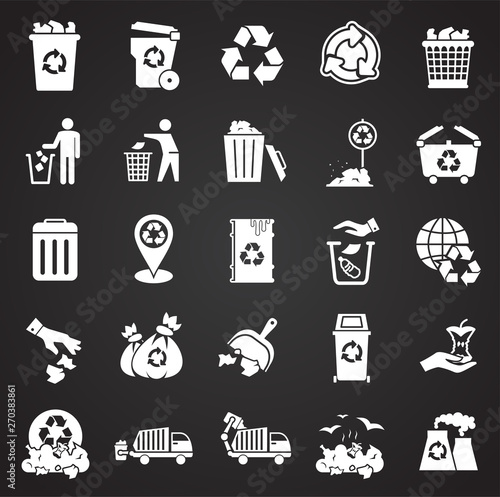 Garbage related icons set on background for graphic and web design. Simple illustration. Internet concept symbol for website button or mobile app.