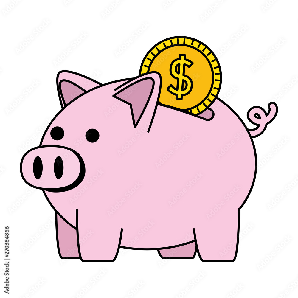 Fototapeta premium piggy savings with coin money