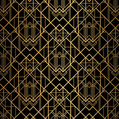 Handdoek met foto Zwart goud patronen Art deco motief zwart met goud  © amovitania