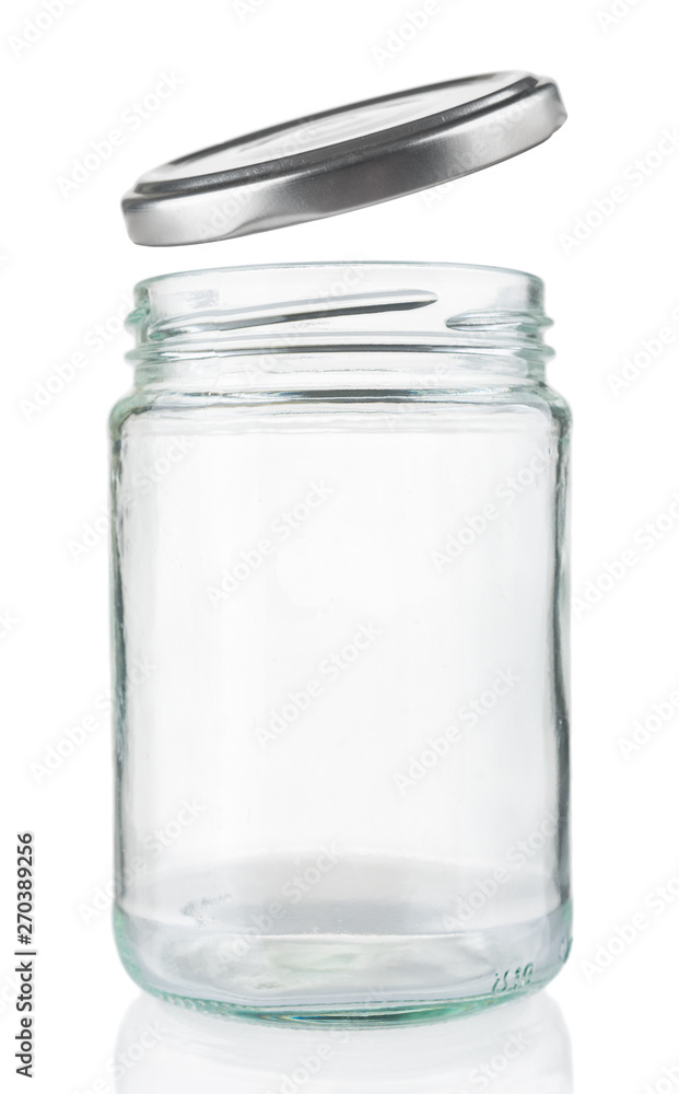 Empty glass jar with cap isolated on white background Empty glass jar with cap isolated on white background