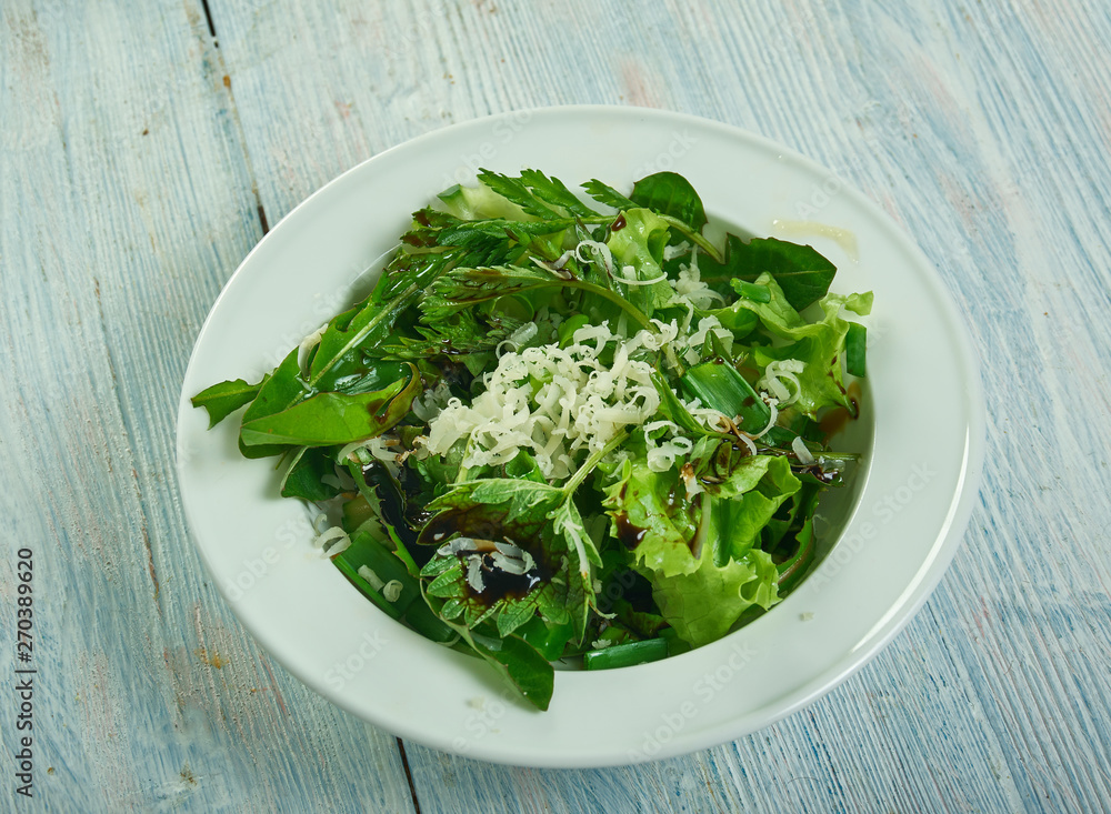 Spring salad with herbs, dandelion, nettle Spring salad with herbs, dandelion, nettle