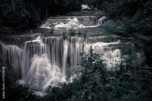 Fototapeta Naklejka Na Ścianę i Meble -  long exposure waterfall in the park at night dramatic concept