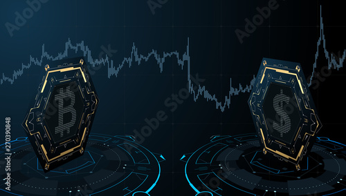 Bitcoin and Dollar Exchange concept