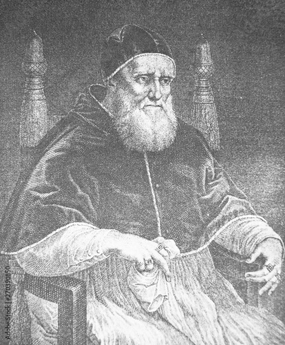фотографія The portrait of the Pope Julius II by Raphael in the vintage book Raphael by S