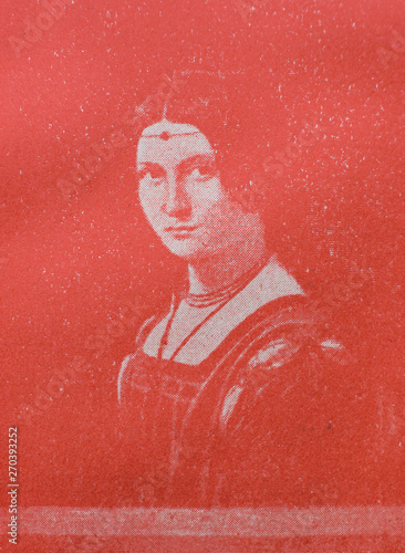 Foto La belle ferronnière by  Leonardo da Vinci in the vintage book Leonardo Da Vinci by M