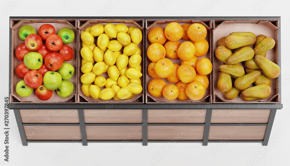 Realistic 3D Render of Stand with Fruit Realistic 3D Render of Stand with Fruit
