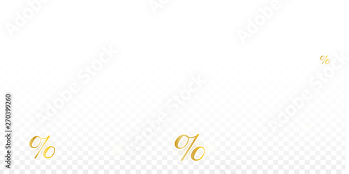 Luxury Vector Gold Percentage Sign Confetti on Transparent. Percent Sale Background. Business, Economics Print. Discount Illustration. Promotion Poster. Black Friday Banner. Special offer Template.