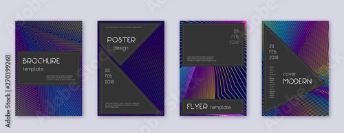 Black brochure design template set. Rainbow abstra