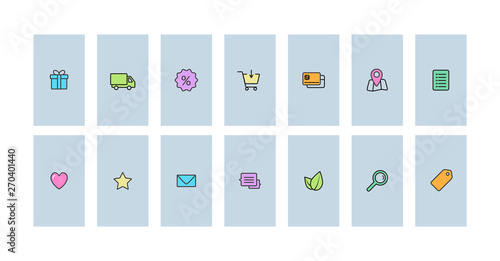 Instagram highlights stories covers line icon template vector