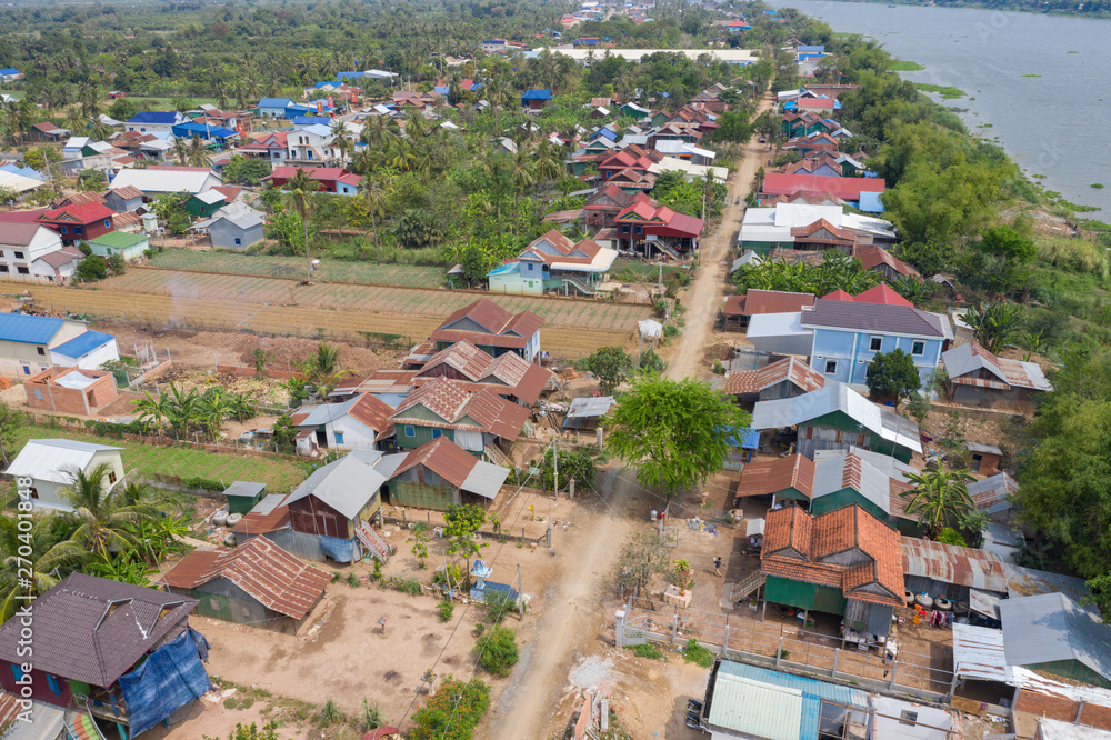 The khmer small town at Cambodia beside riverside . this town famous with fishing on the river