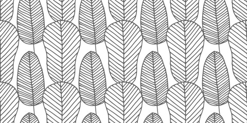 Fotobehang Boho stijl patronen Monochroom veren en bladeren patroon  © Daina Lockie