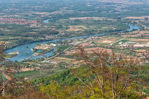 View of the river Drina from the mountain Gučevo near Loznica