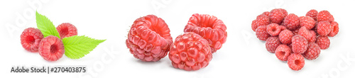 Set of raspberries isolated on a white background with clipping path