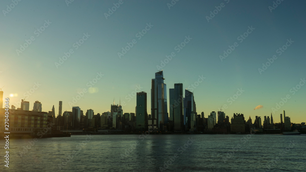 New York City Skyline from Hoboken New Jersey at Sunrise