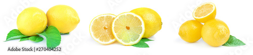 Collage of lemons isolated on a white background cutout photo