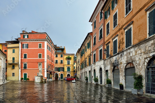 City of Carrara in rainy september day. Tuscany, Italy photo