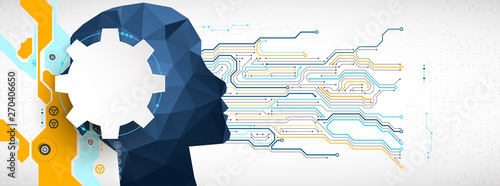 Artificial intelligence (AI) Machine cyber mind. Technology vector background.