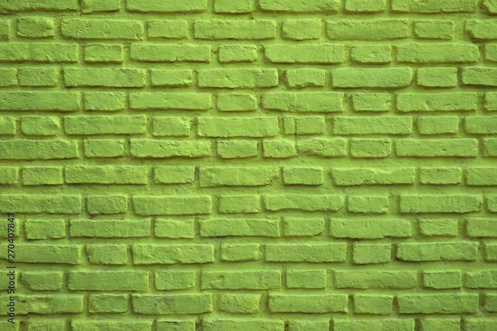 Fototapeta premium Lime Green Colored Old Brick Wall for Background, Banner or Wallpaper 