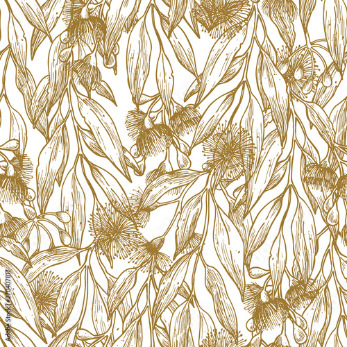 Silver princess flower minimalist seamless pattern. Floral background. Vector illustration