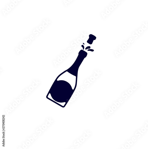 Flat vector icon - bottle of champagne close-up.