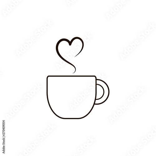 Vector coffee cup with steam forming a heart shape. Great for logos and drink menu design for your cafe or website. - Vector
