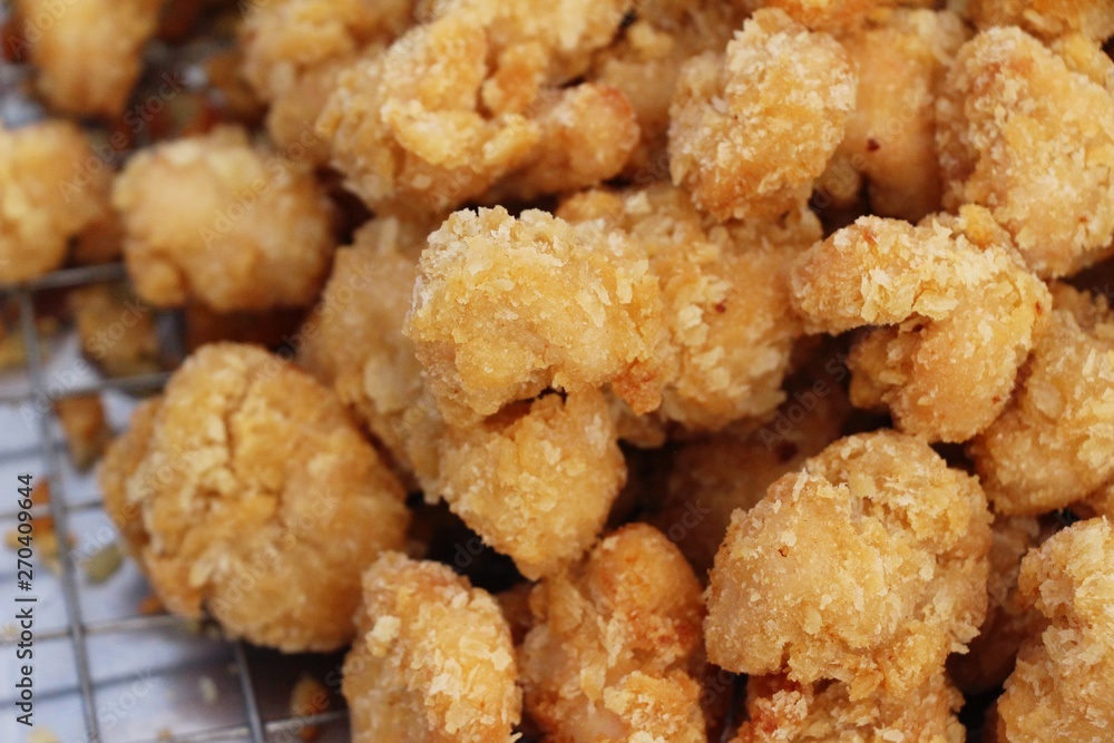 Fried chicken nuggets delicious at street food Fried chicken nuggets delicious at street food