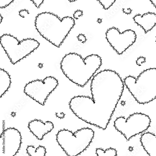 Beautiful hand drawn heart on white background. Vector pattern design