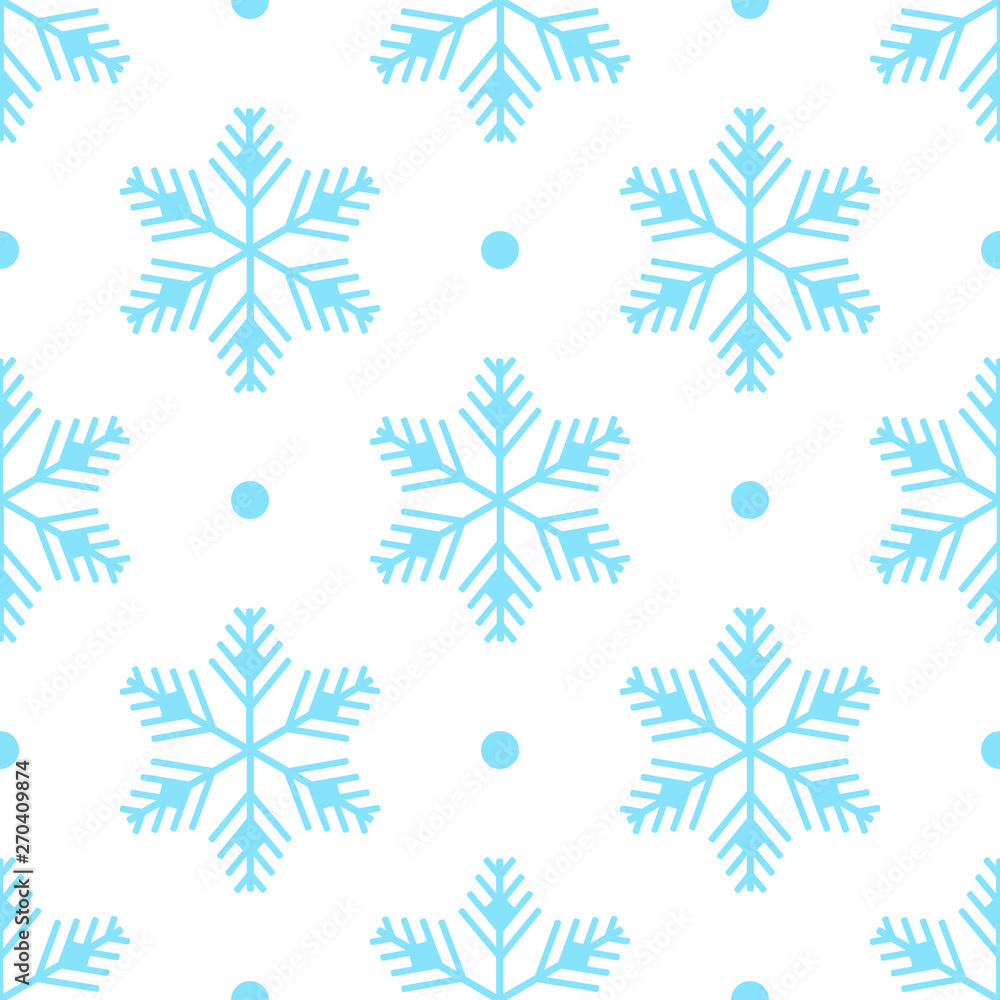 Seamless pattern. Blue snowflake on a white background. Christmas pattern. Seamless pattern. Blue snowflake on a white background. Christmas pattern.