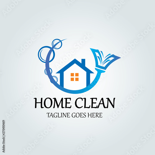 Home clean logo design template. Vector illustration