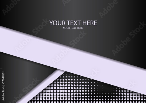 Bright halftone dots and colored inclined ribbons stripes on a dark background. Luxury poster background template.