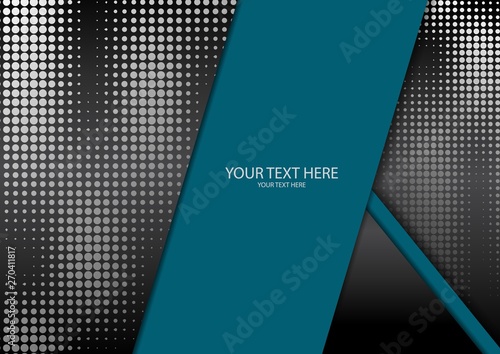 Bright halftone dots and colored inclined ribbons stripes on a dark background. Luxury poster background template.