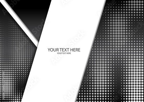 Bright halftone dots and colored inclined ribbons stripes on a dark background. Luxury poster background template.