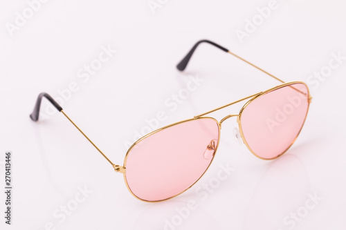 Cool sunglasses isolated on white background, top view.