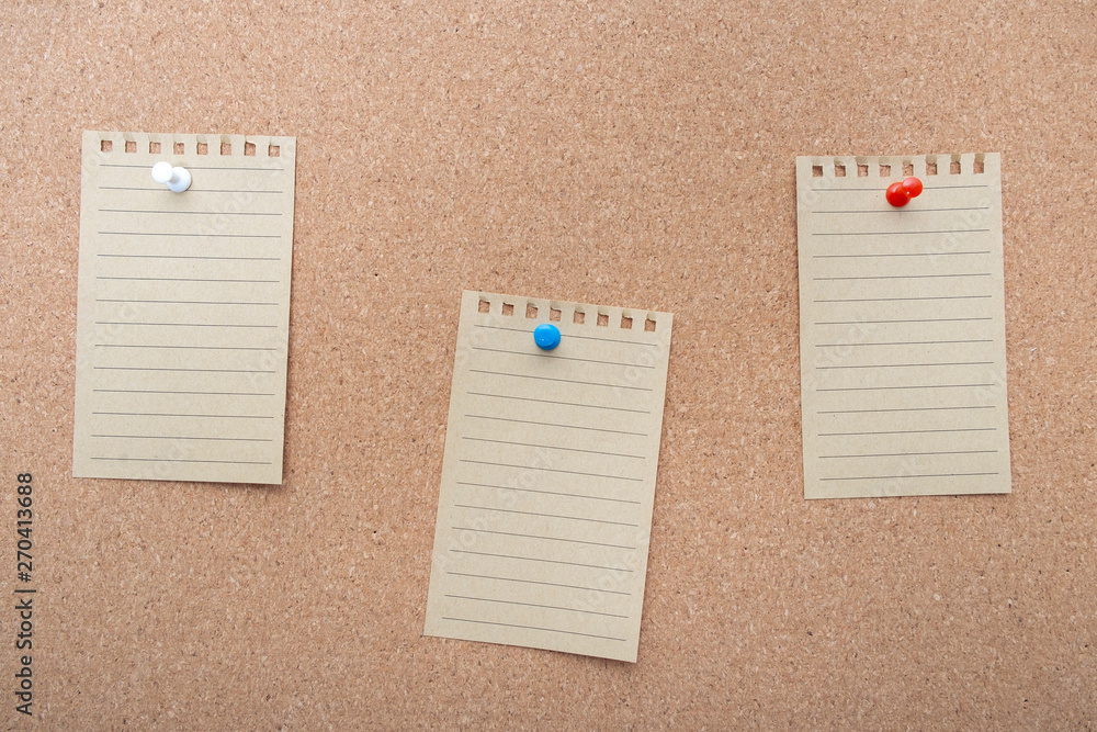Empty notepad on notice board Empty notepad on notice board