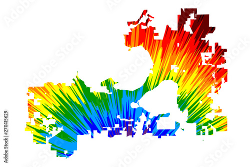 Madison city (United States of America, USA, U.S., US, United States cities, usa city)- map is designed rainbow abstract colorful pattern, City of Madison map made of color explosion,