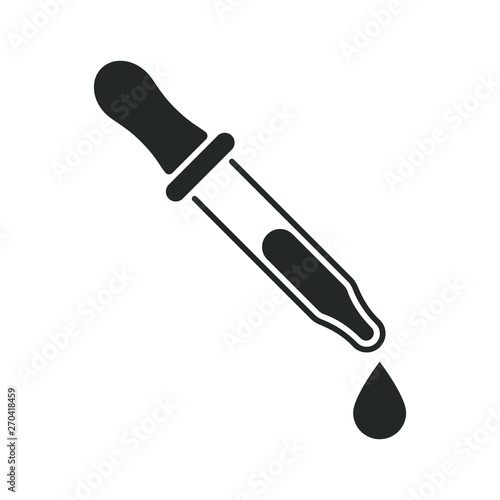 Dropper icon. Pipette graphic sign isolated on white background. Eyedropper pictogram in flat design. Vector illustration