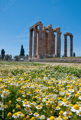 The ancient temple of Olympius Zeus or Olympion, near the Acropolis of Athens, Greece / May 2019.  photo