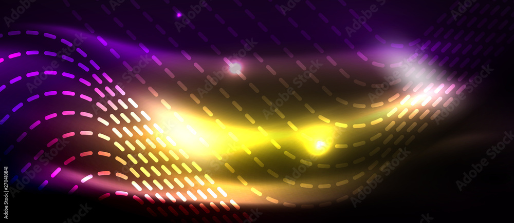 Obraz premium Glowing shiny neon squares abstract background, techno modern template