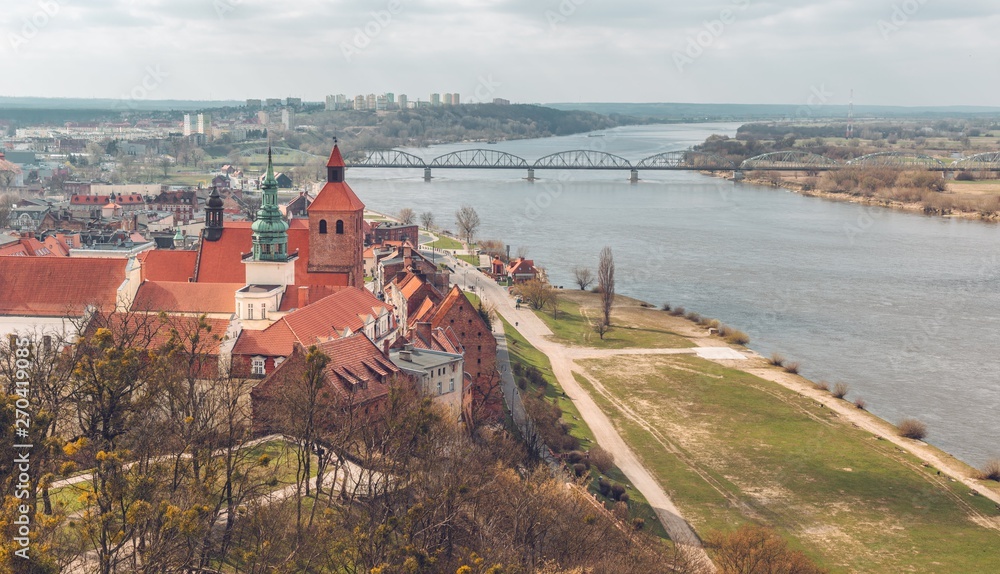 Aerial view over Grudziadz, Poland